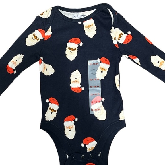Old Navy Other - Old Navy Santa Faces Christmas Onesie 12-18M New with tags!